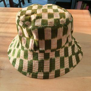 Handmade Pale Orange and Green Cotton Ikat Bucket Hat